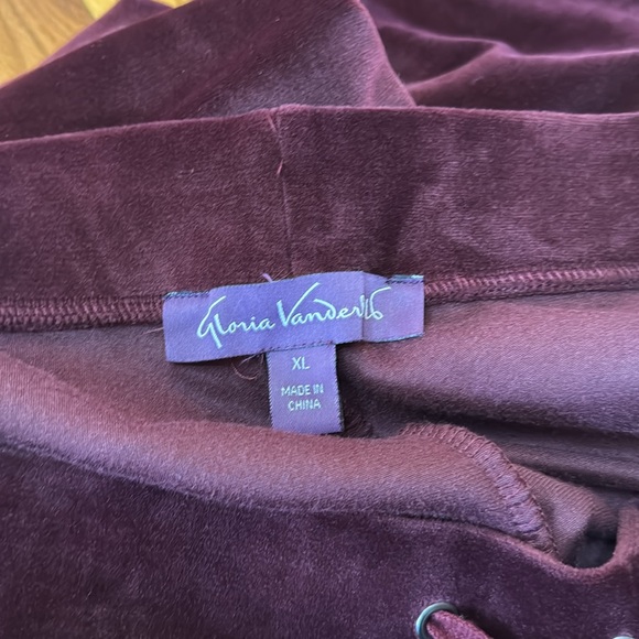 Gloria Vanderbilt Purple Velour Velvet Missy Sweatpants Lounge Pant Sz XL - Picture 8 of 9